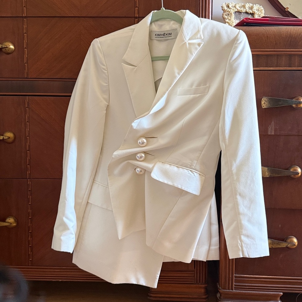KIMHÉKIM Venus Blazer Size 38 Assymetric Ivory Off White